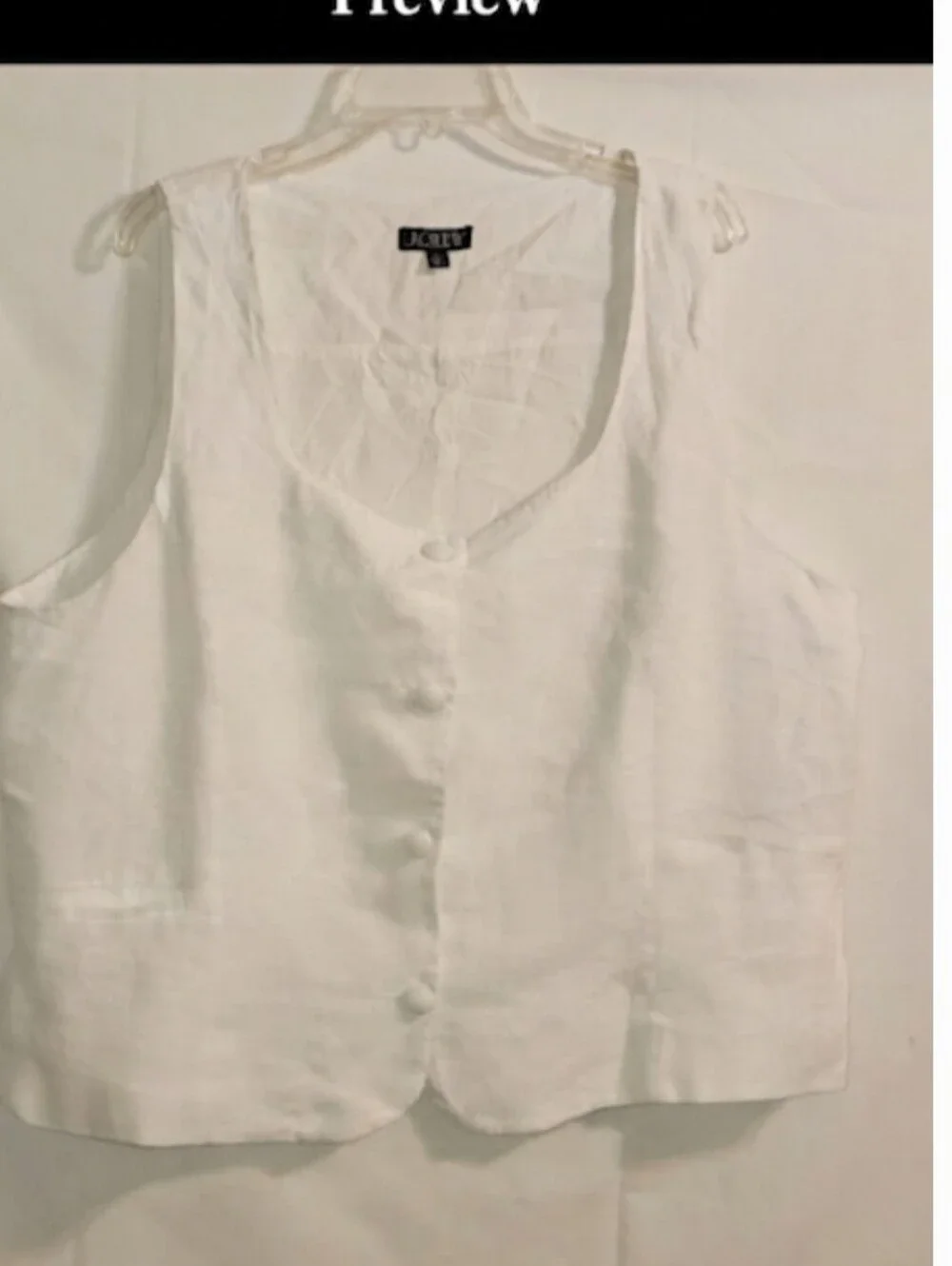 J. Crew White Linen Square-Neck Button Front Tank Size 24